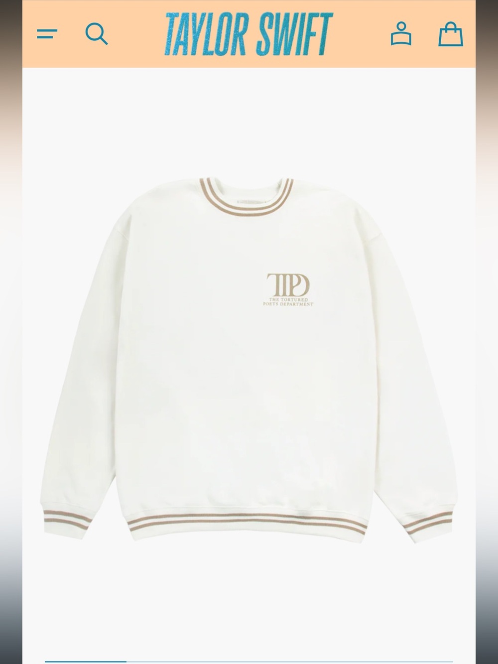 Official Taylor Swift The Tortured Poets Department TTPD Crewneck Sweatshirt L